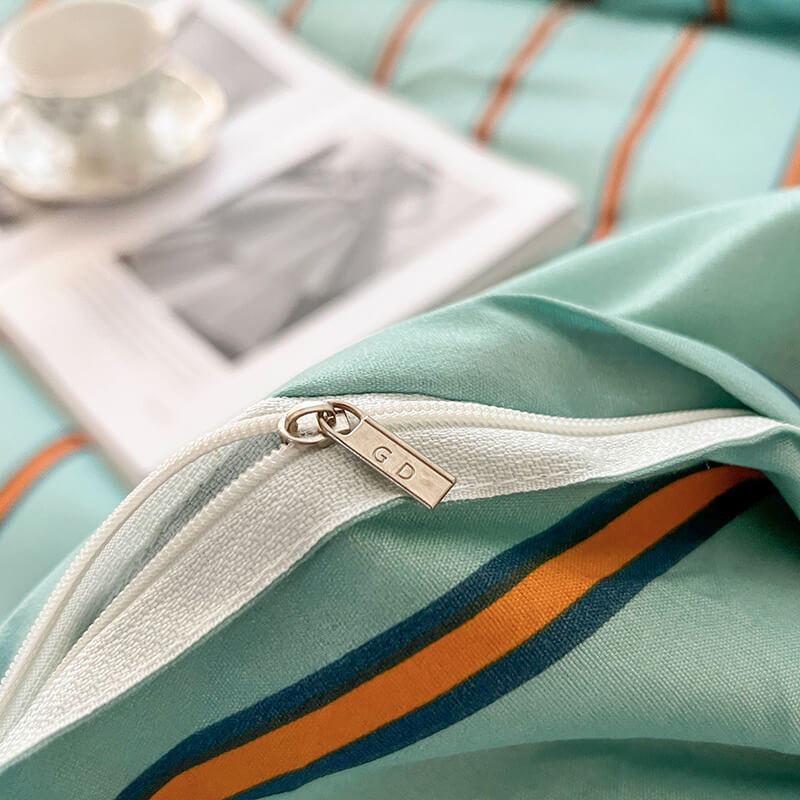 Turquoise Striped Bedding Set