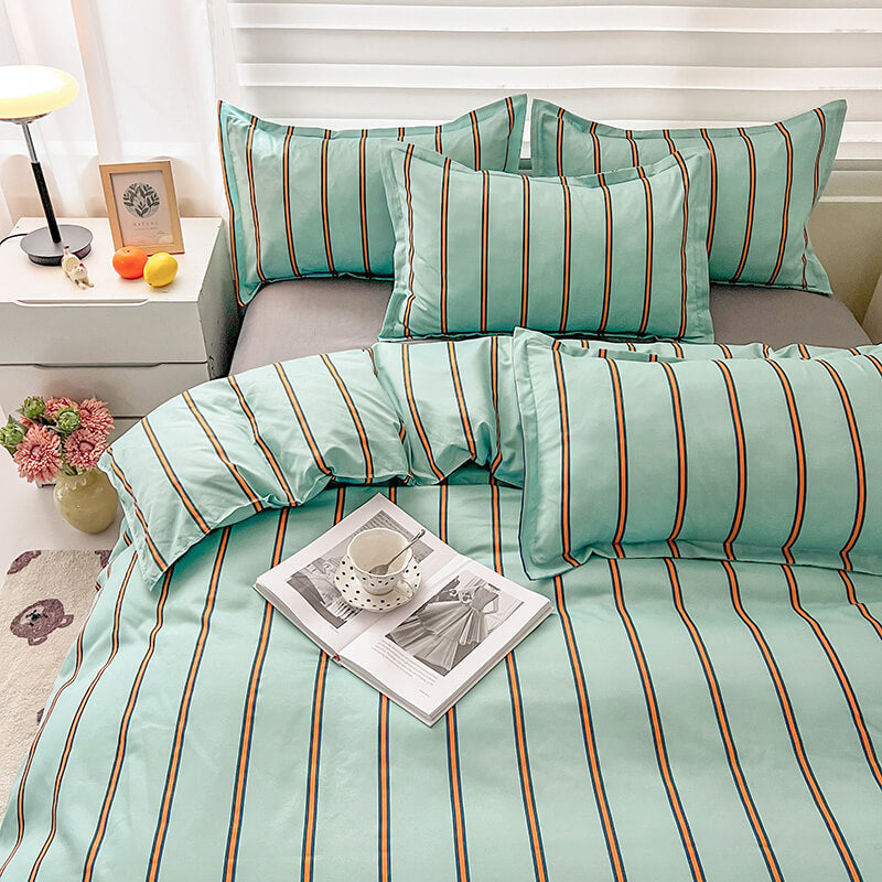 Turquoise Striped Bedding Set