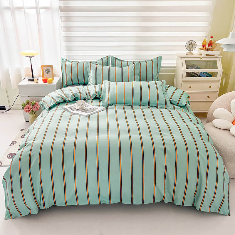 Turquoise Striped Bedding Set