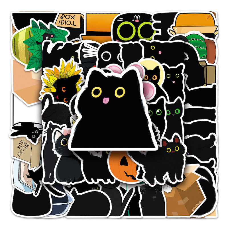 Cute Black Cat Sticker Pack