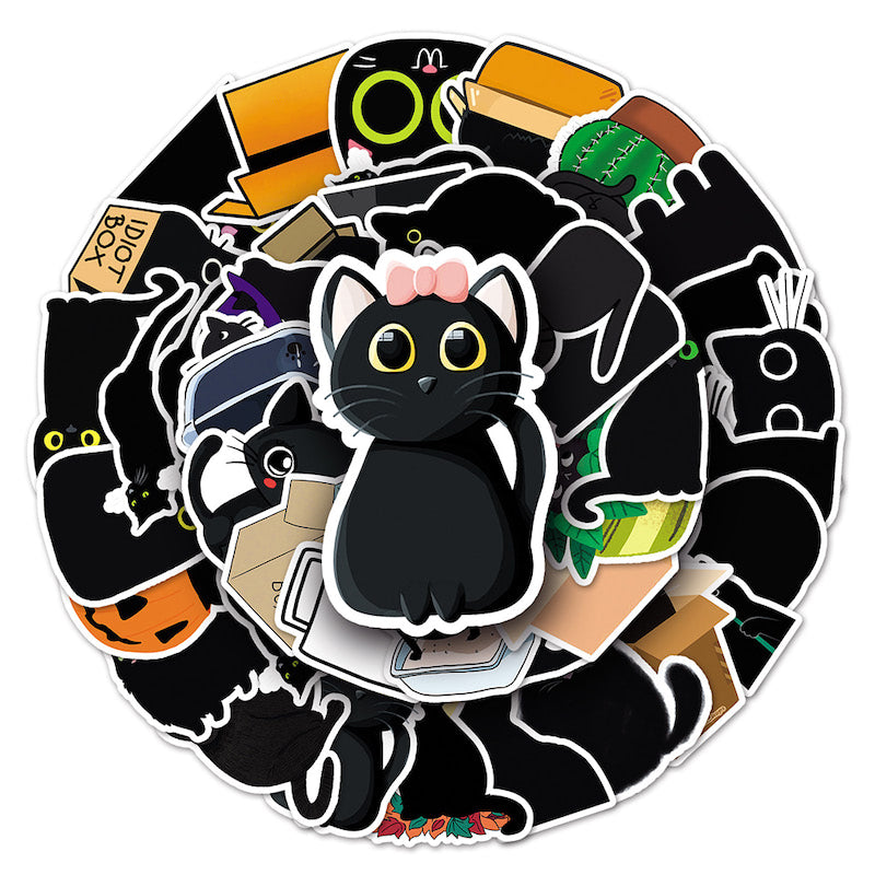 Cute Black Cat Sticker Pack