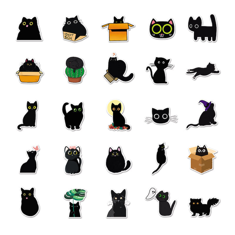 Cute Black Cat Sticker Pack