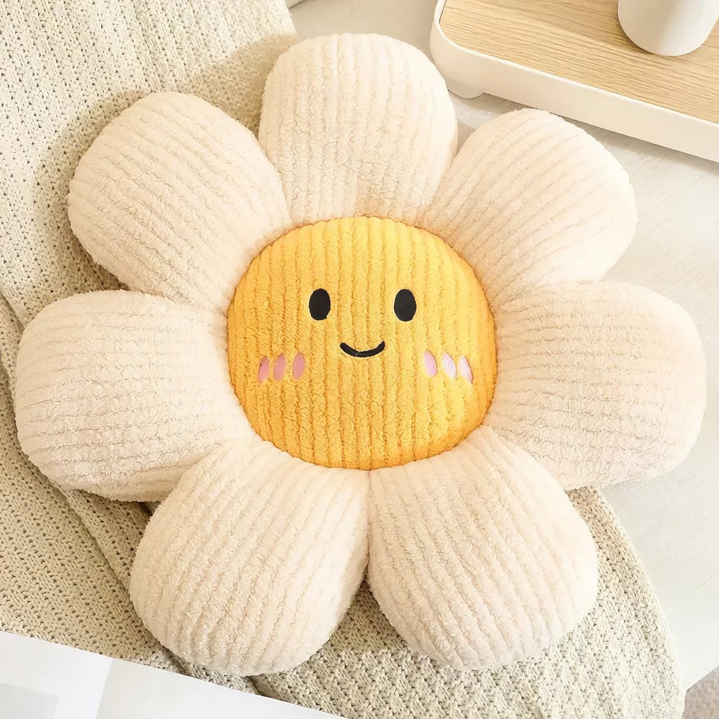 Kawaii Daisy Flower Throw Pillow