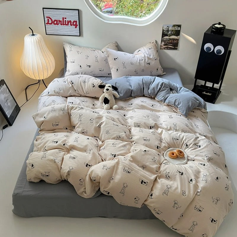 Little Puppy Print Bedding Set