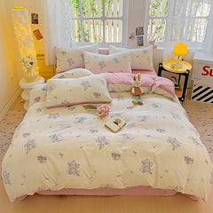 Kawaii Little Rabbit Textured Bedding Set