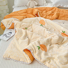 Cute Cartoon Orange Print Quilt