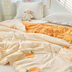 Cute Cartoon Orange Print Quilt