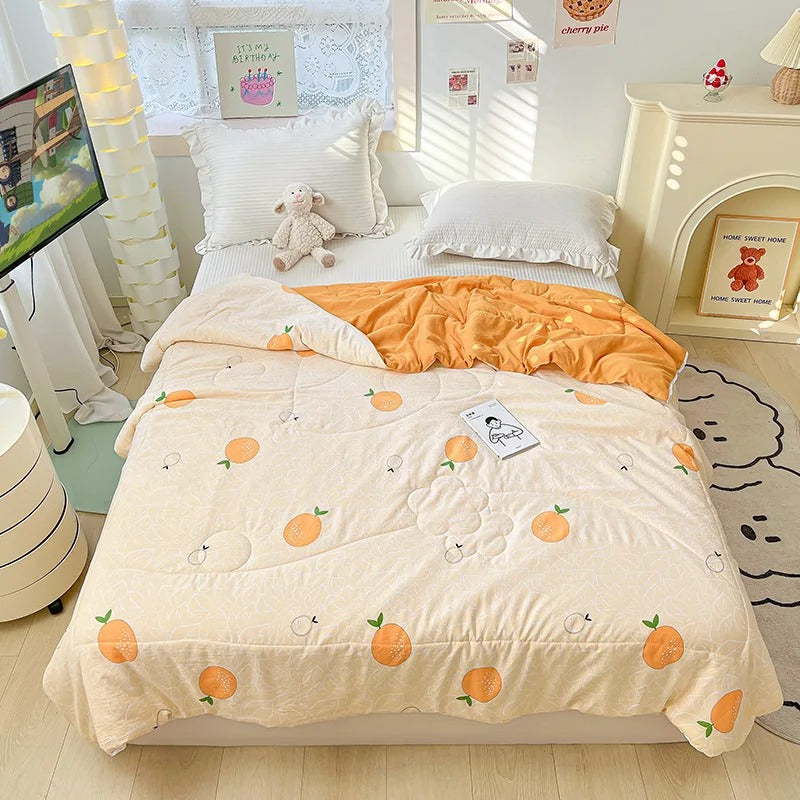 Cute Cartoon Orange Print Quilt