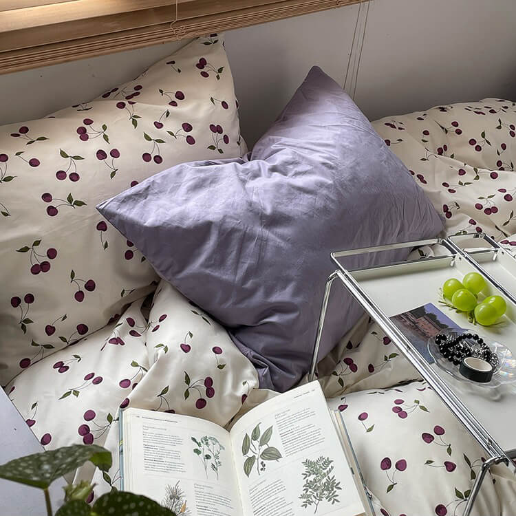 Purple Cherries Bedding Set