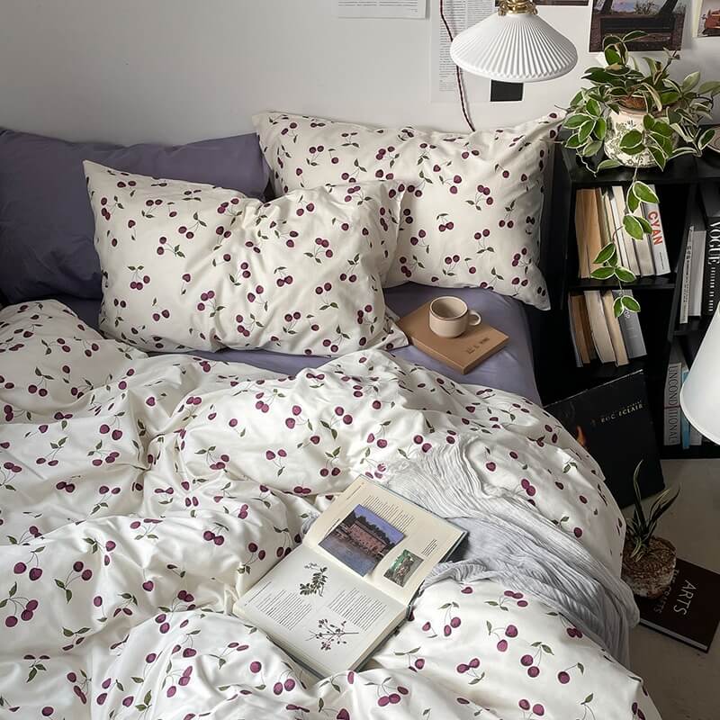 Purple Cherries Bedding Set