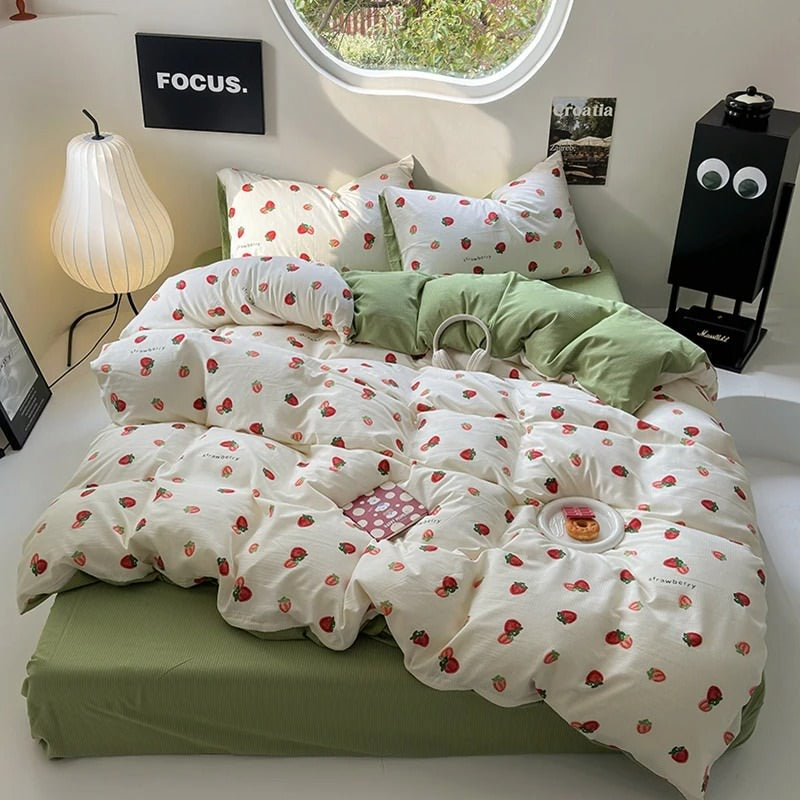 Cute Strawberry Print Bedding Set