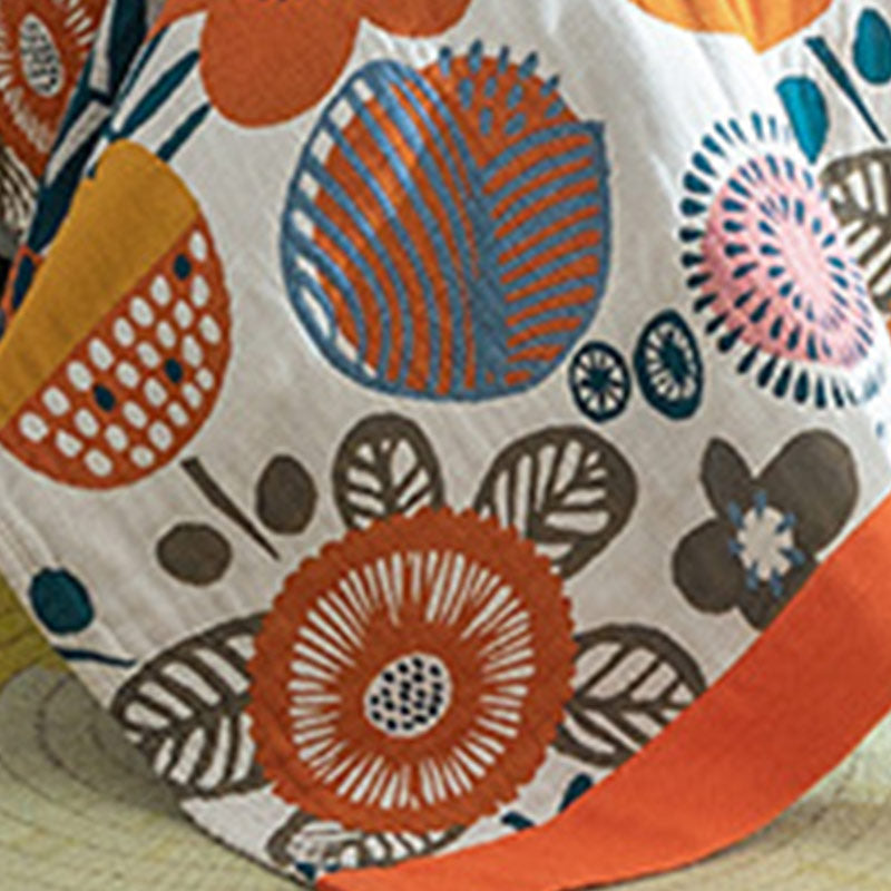 Orange Cartoon Flower Pattern Cotton Quilt