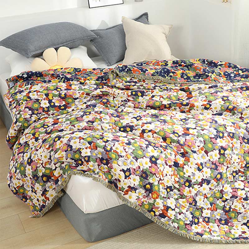 Rustic Flower Reversible Cotton Soft Quilt