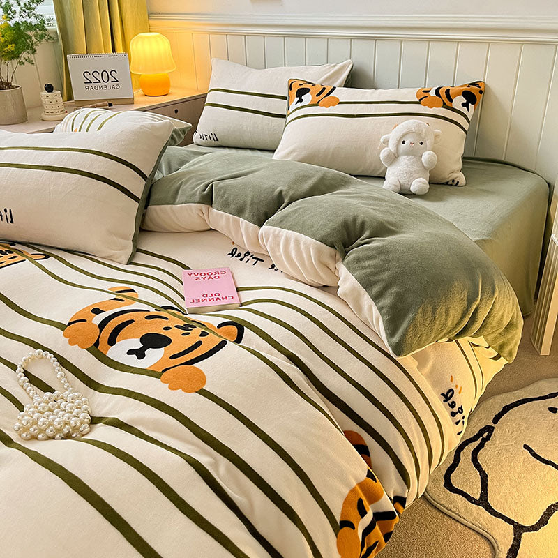 Thickened Winter Double-sided Milk Velvet Bed Sheet And Quilt Cover
