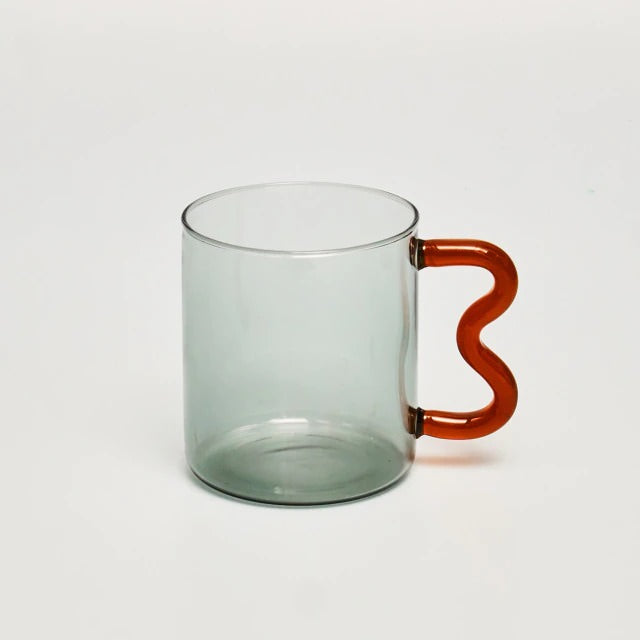 Pastel Glass Wavy Handle Mug