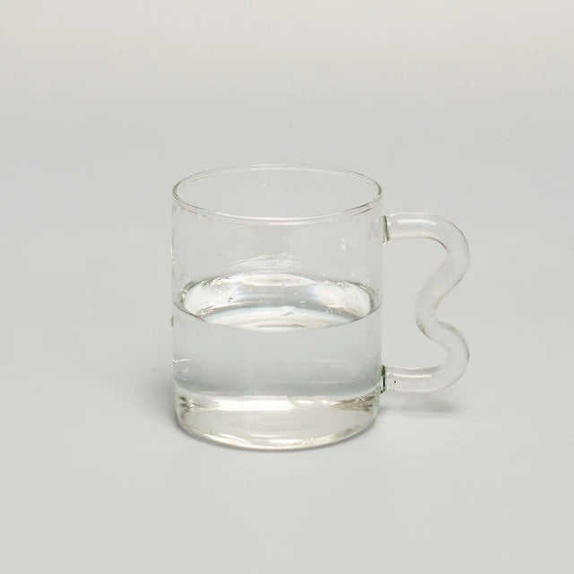 Pastel Glass Wavy Handle Mug