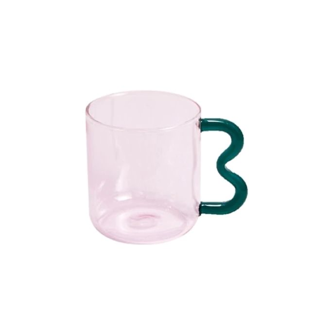 Pastel Glass Wavy Handle Mug