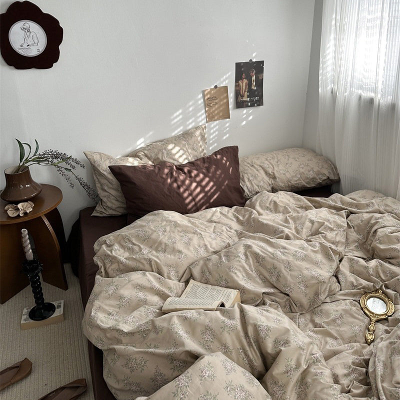 Dark Academia Vintage Brown Bedding Set