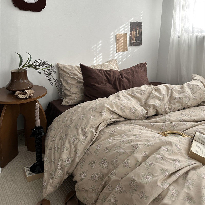 Dark Academia Vintage Brown Bedding Set