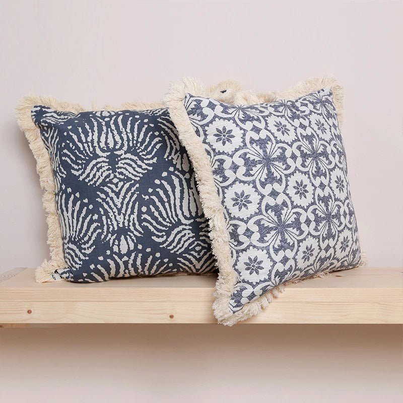 Ethnic Motifs Fringed Cushion Cover