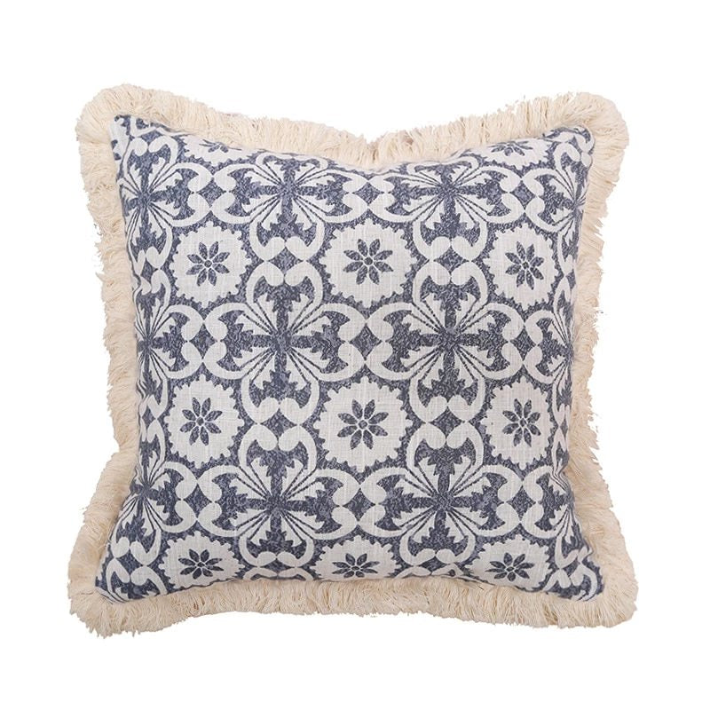 Ethnic Motifs Fringed Cushion Cover