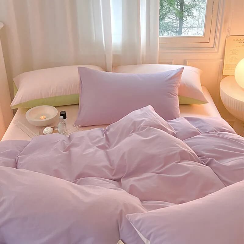 Dusty Pastel Shades Cotton Bedding Set