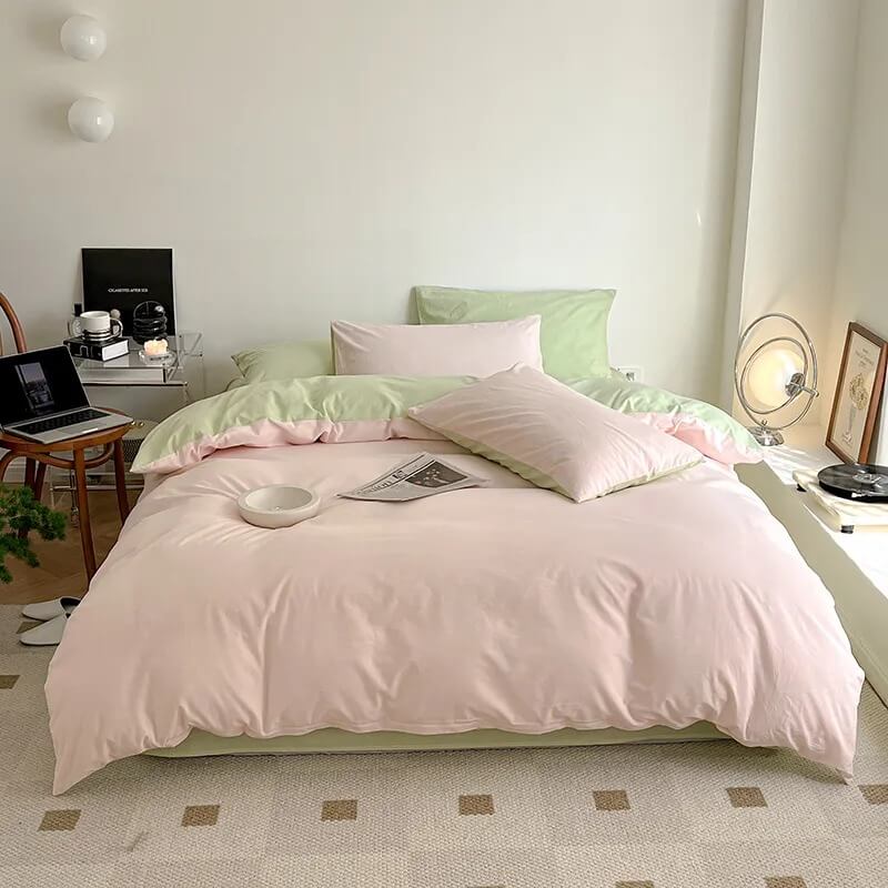 Dusty Pastel Shades Cotton Bedding Set