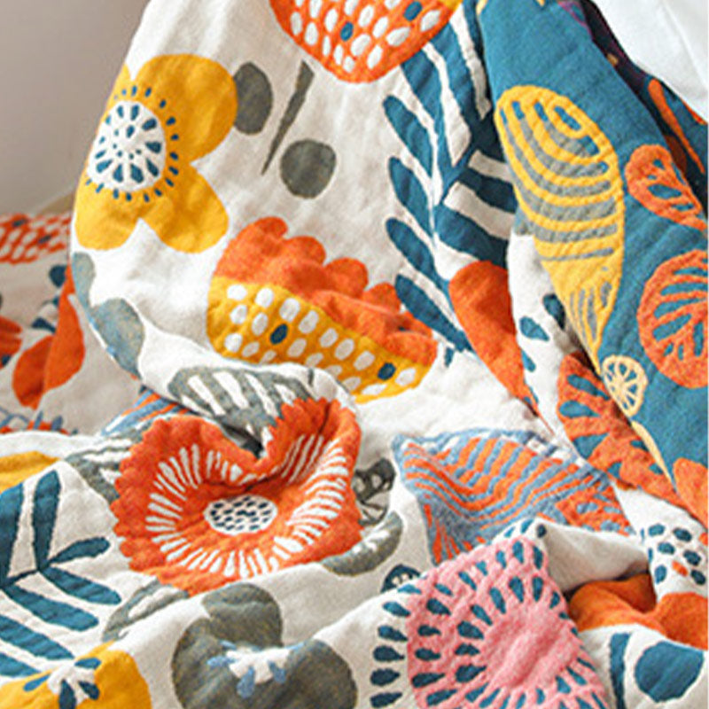 Orange Cartoon Flower Pattern Cotton Quilt