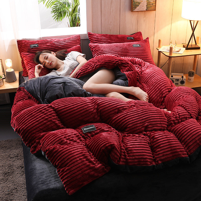 Thicken Corduroy Velvet Four-Piece Bedding Set by LuxuryLifeWay