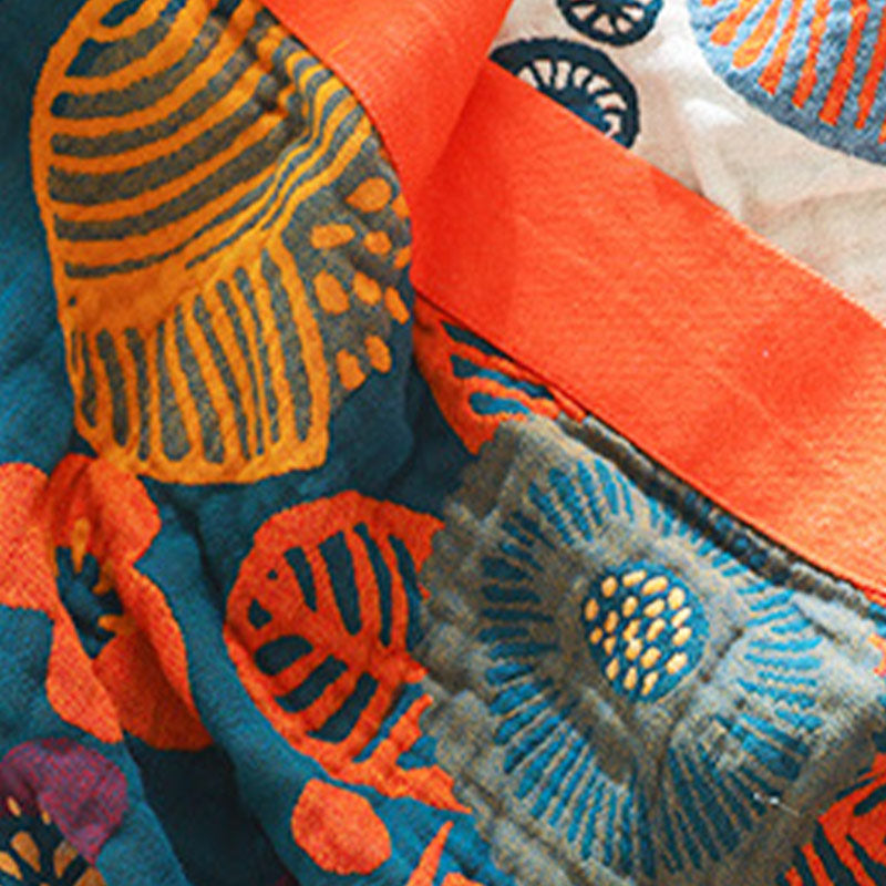 Orange Cartoon Flower Pattern Cotton Quilt