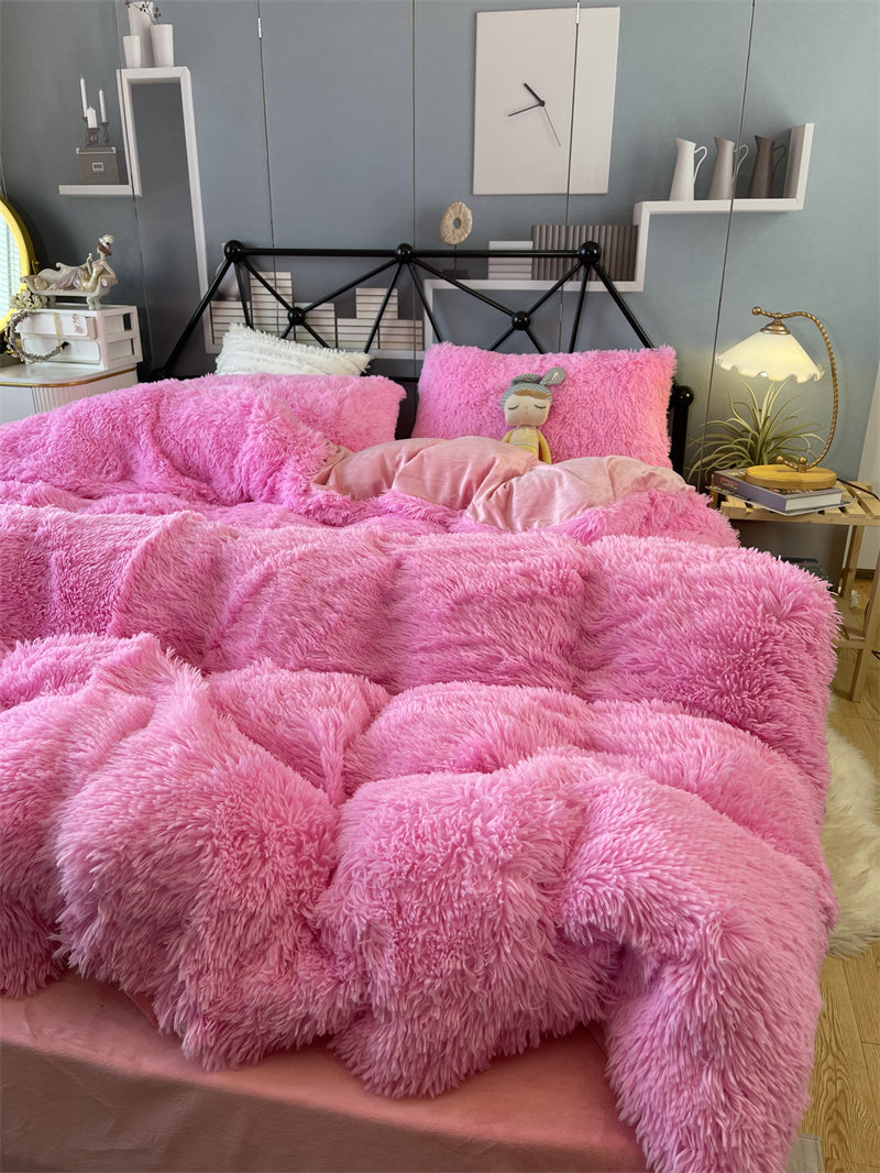 Winter Thickened Mink Velvet Bed Four Piece Set by LSI