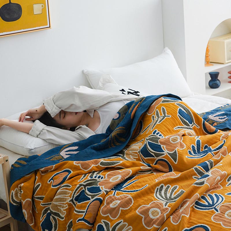 Bohemian Flower Print Double Side Quilt