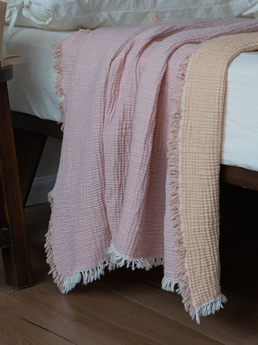 Tassel Blanket 100% Cotton Sofa Throw Cartoon Throw Blanket Quilt