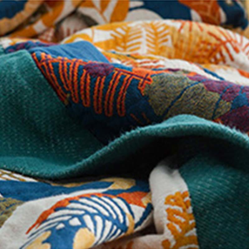 Soft Bird & Flower Cotton Reversible Quilt