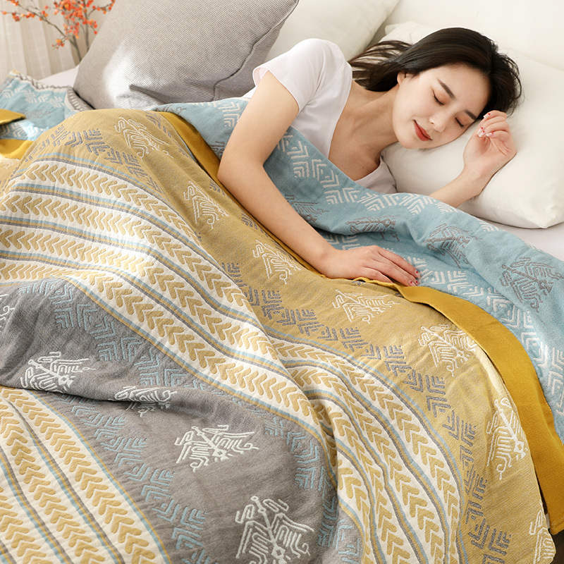 Cotton Wheat Ear Print Reversible Quilt