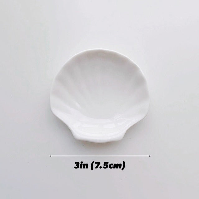 White Ceramic Shell Jewelry Tray