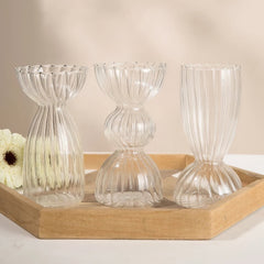 Fall Aesthetic Clear Striped Glass Vase