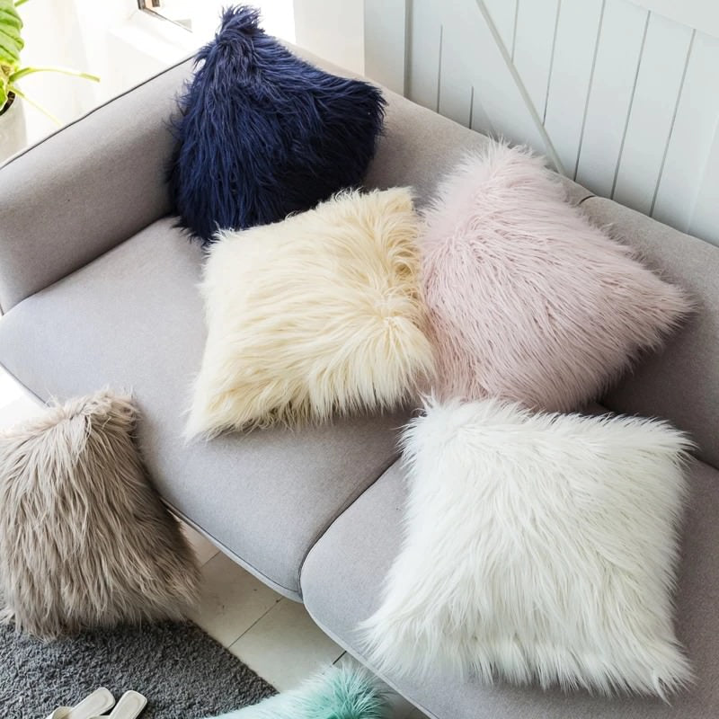 Dusty Faux Fur Cushion Cover