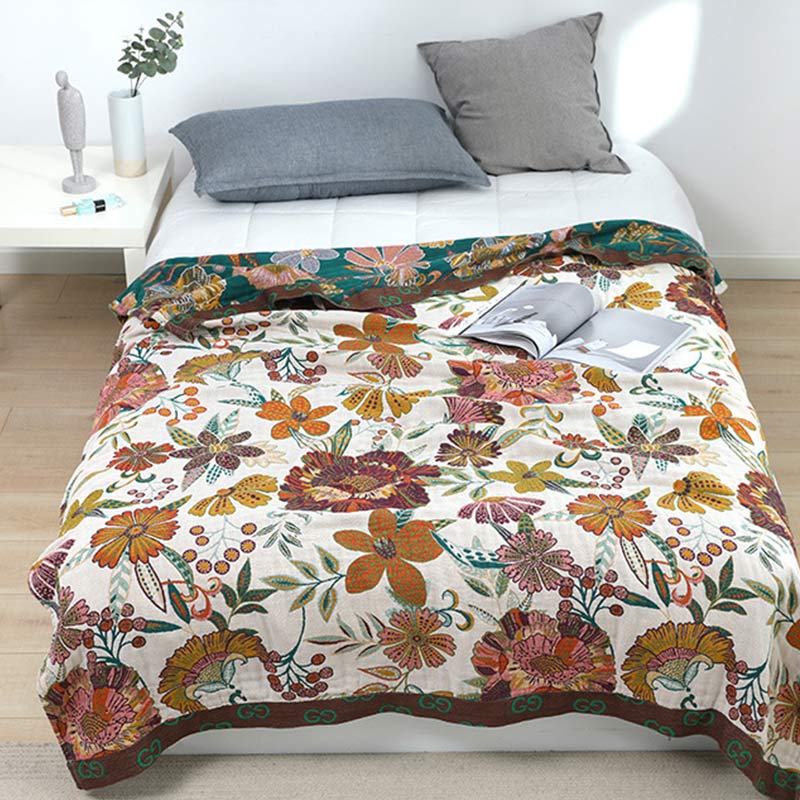 Luxuriant Flower Cotton Reversible Soft Quilt