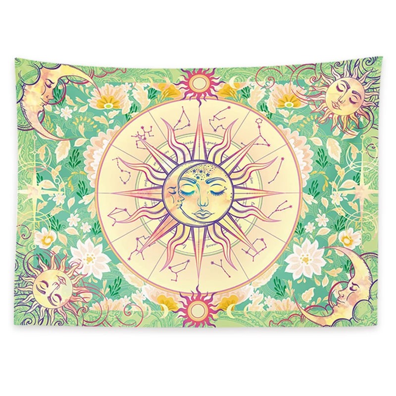 Floral Zodiac Sun & Moon Tapestry