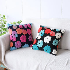 Fluffy Flowers Retro Cushion Cover