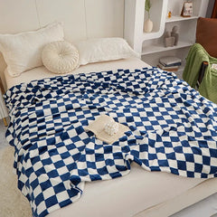 Plush Checkered Throw Blanket