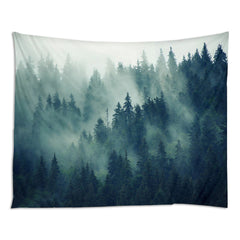 Nordic Foggy Forest Big Tapestry