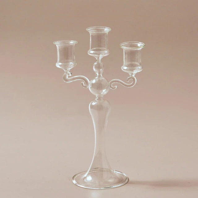 French Vintage Glass Candle Holder