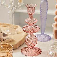 French Vintage Glass Candle Holder