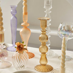 French Vintage Glass Candle Holder