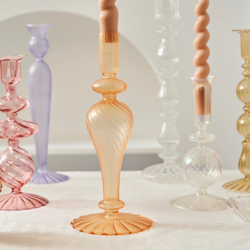 French Vintage Glass Candle Holder