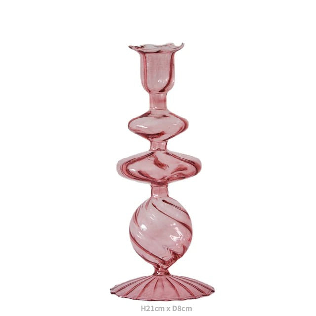 French Vintage Glass Candle Holder