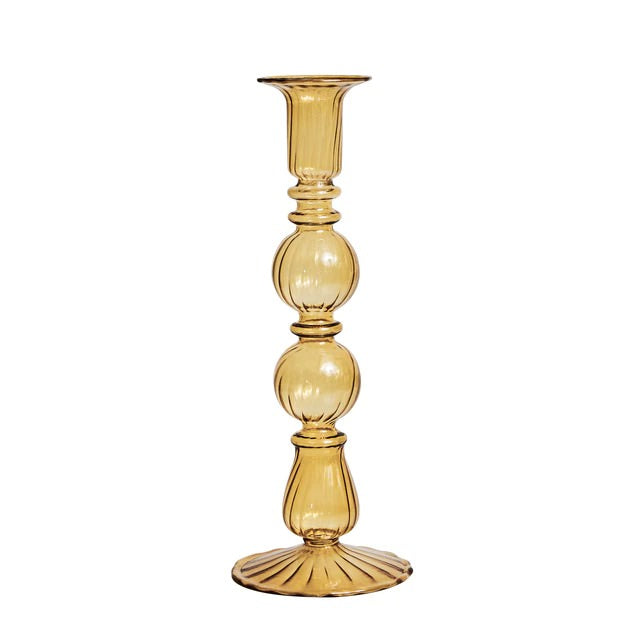French Vintage Glass Candle Holder