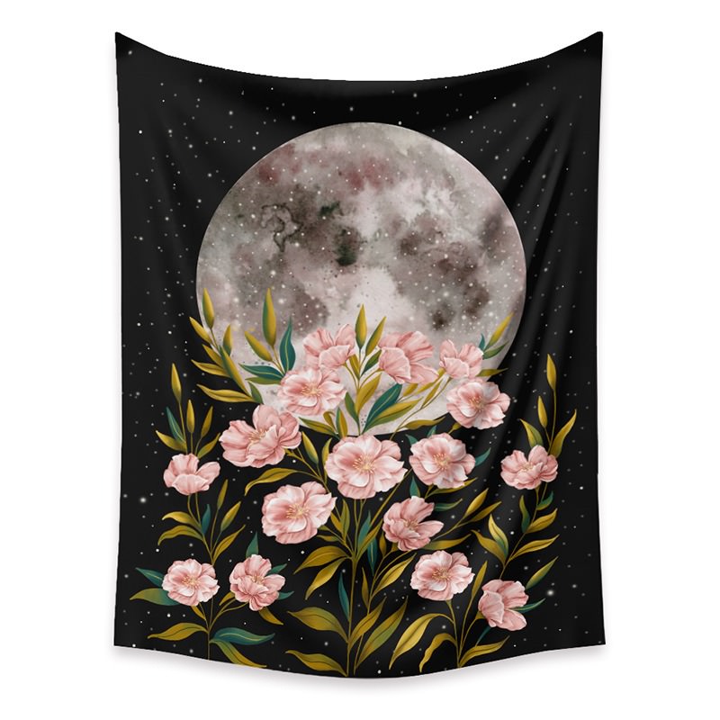 Full Moon Flowers Tapestry